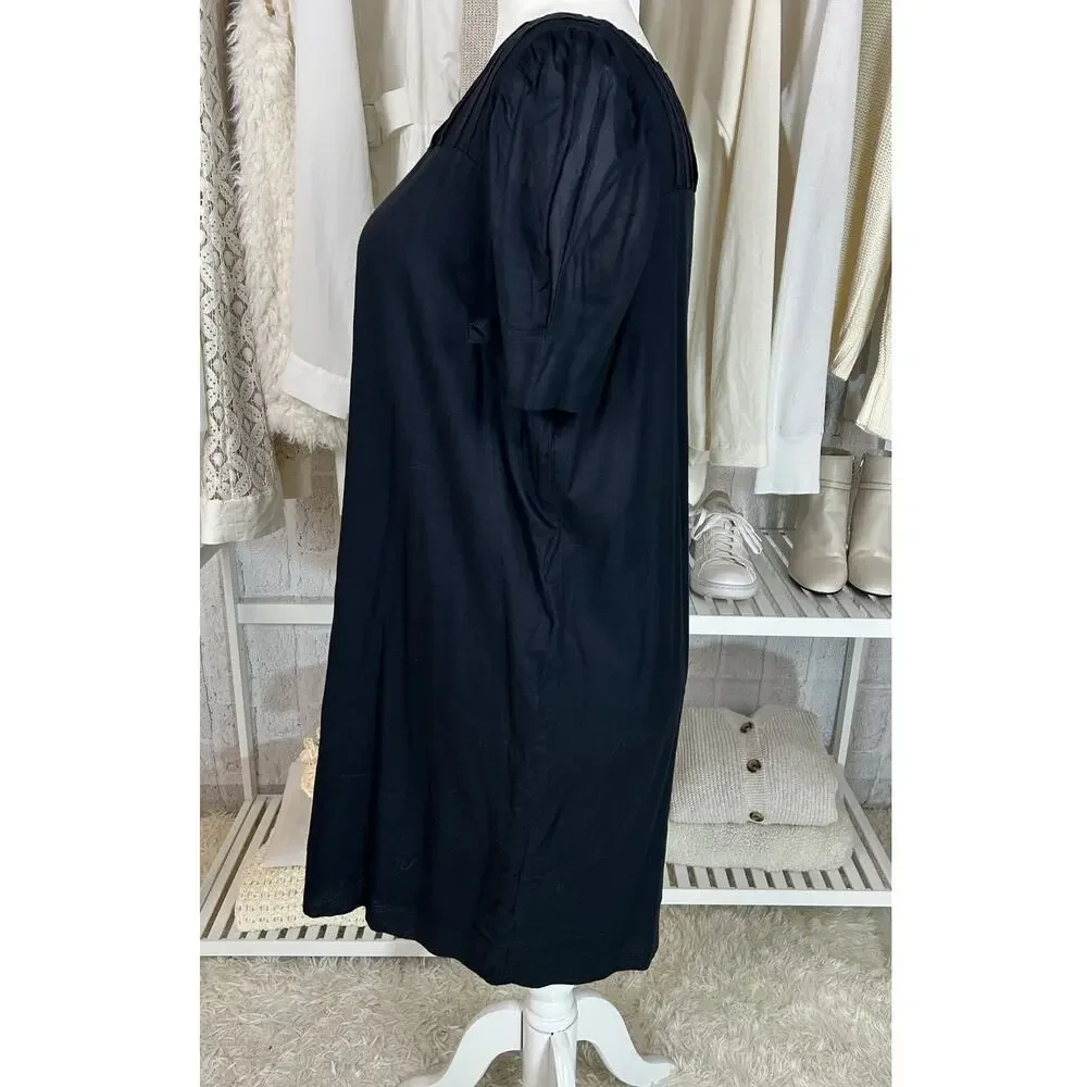 Gap Women's Size 20 Black Puff Sleeve Knee Length Button Back Shift Dress #0522 - Picture 3 of 11
